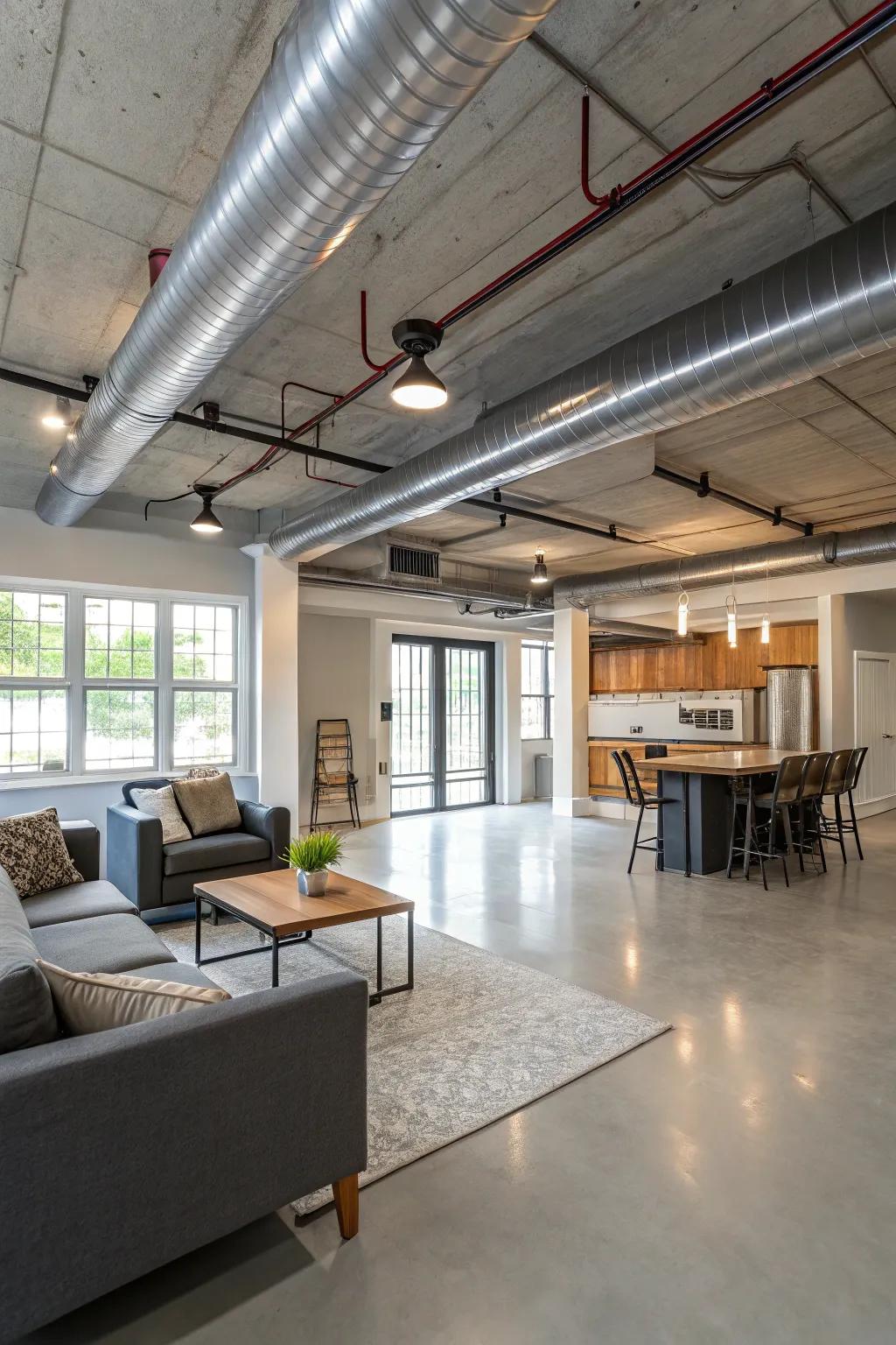 Foster a sense of openness by incorporating ductwork into your modern design.