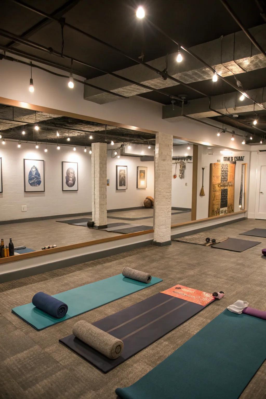 A multi-purpose area enables diverse exercise routines.