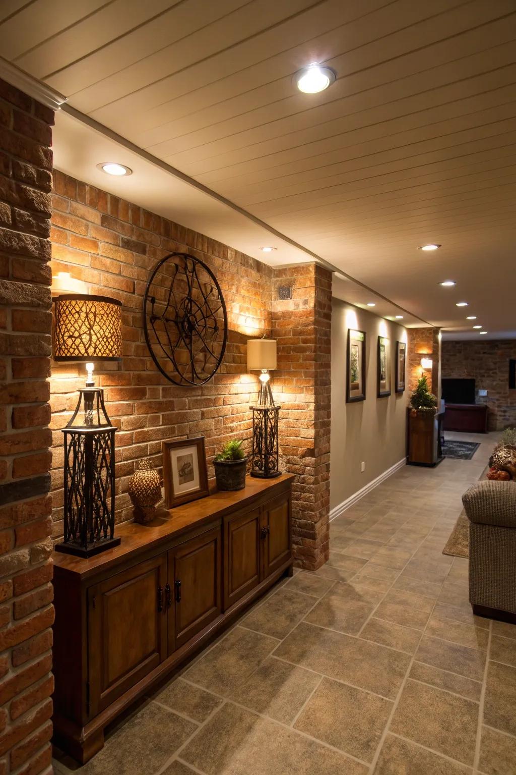 Accent lighting directs focus to your basement's optimal attributes.