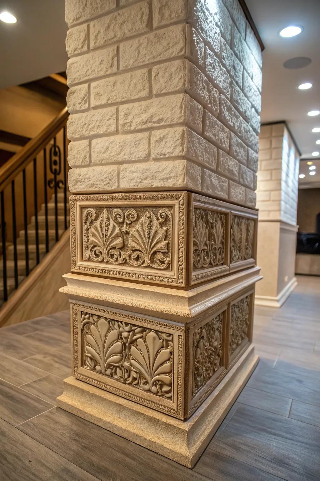 Ornamental corner pieces add creative detail.