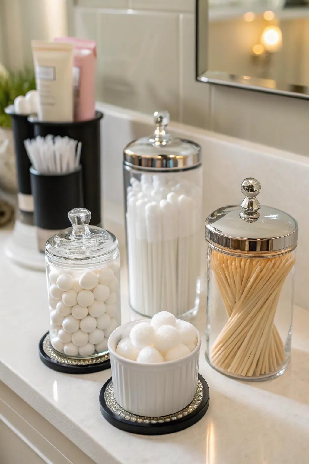 Functional decor with chic vessels for essentials.