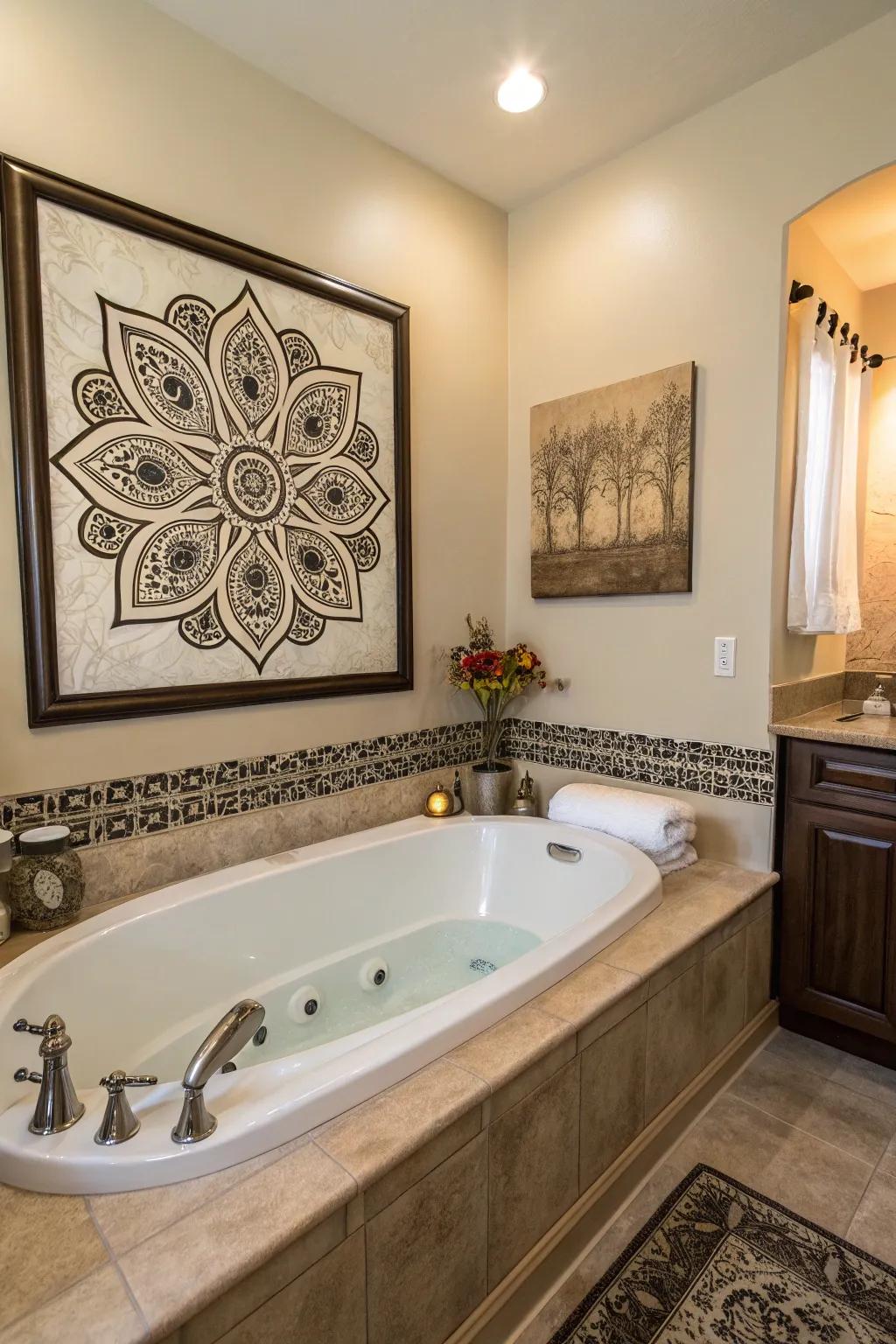Artwork adds a personal touch to your bathroom decor.