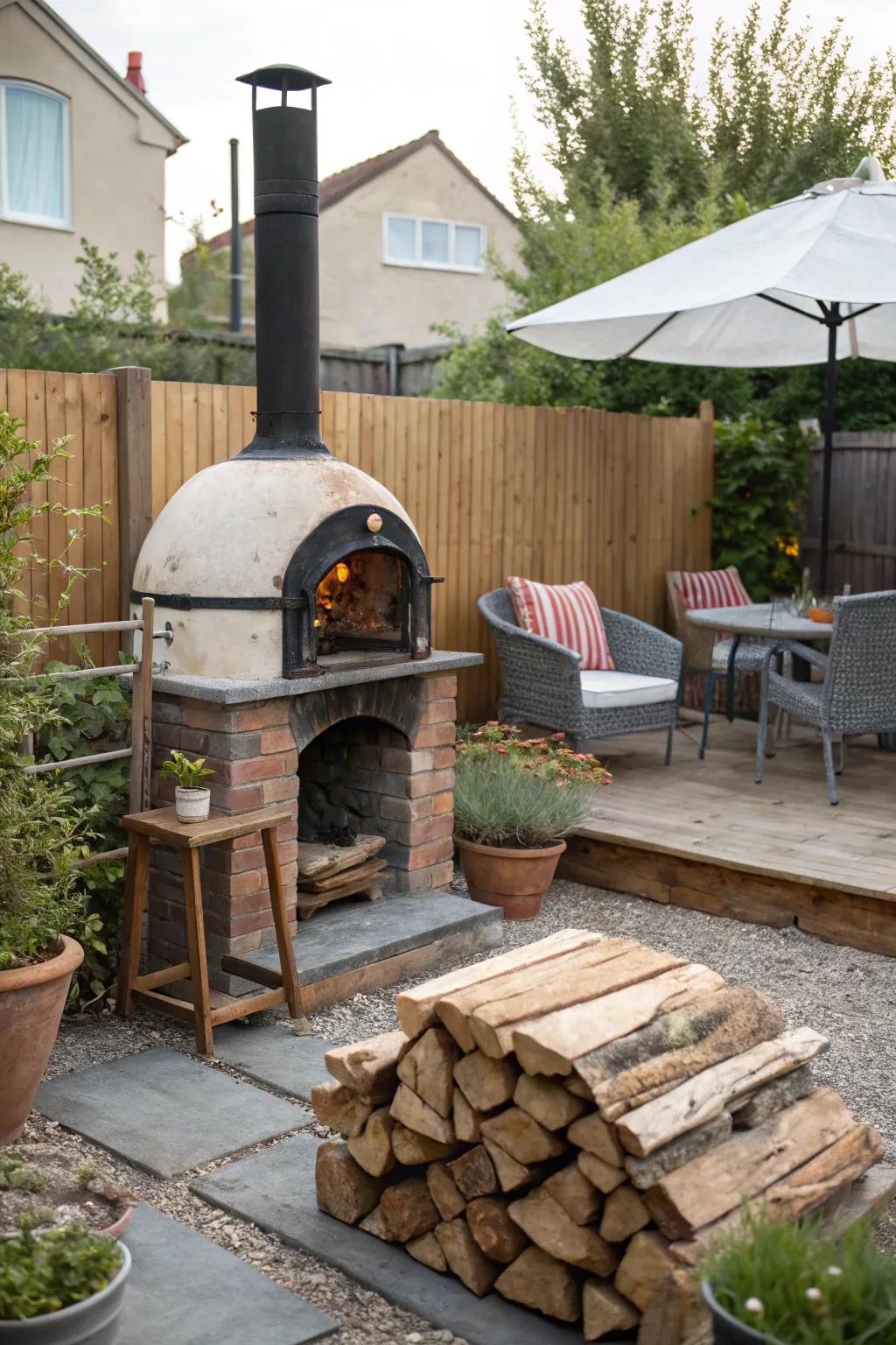 Country charm with a wood-fired oven.