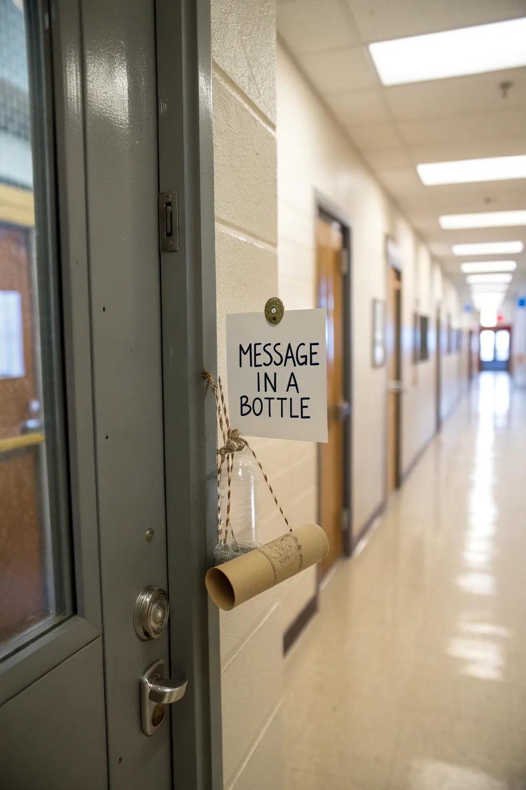 Door that uses a 'Message in a Bottle' feature for a thrilling touch.