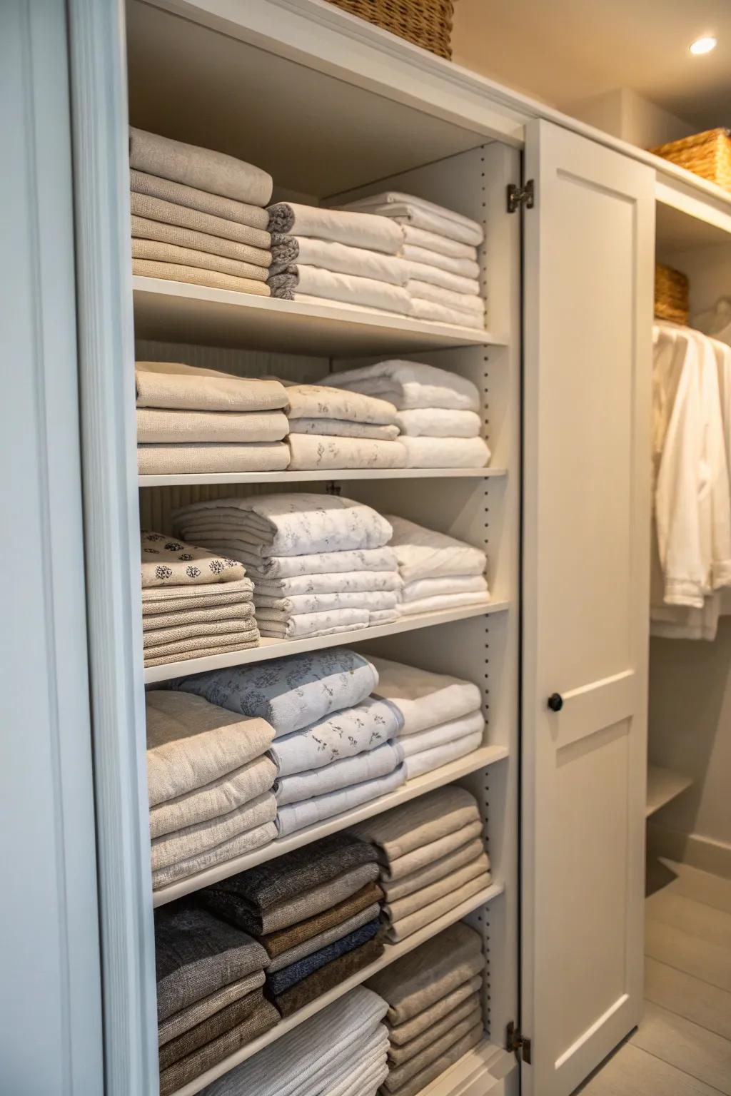Tiered shelving optimizes holding in compact areas.