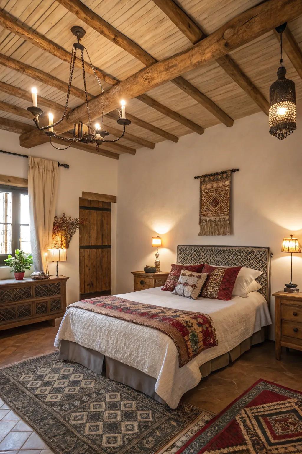 Vintage lighting enriches your bedroom with warmth and charm.