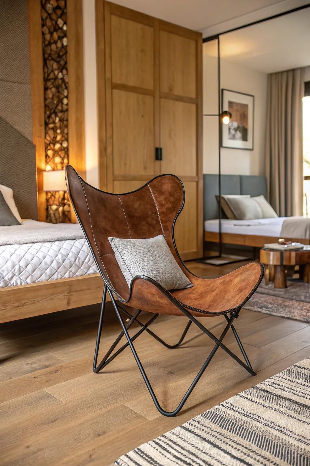 Butterfly chairs are a casual yet stylish seating choice.