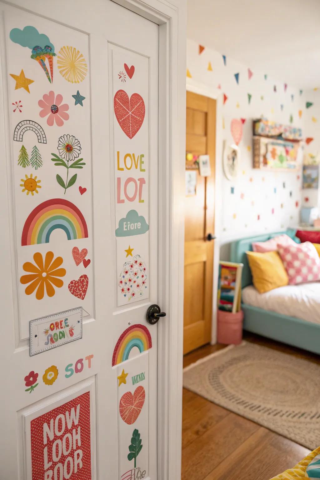Themed graphics and emblems transform your bedroom door into a storytelling scene.