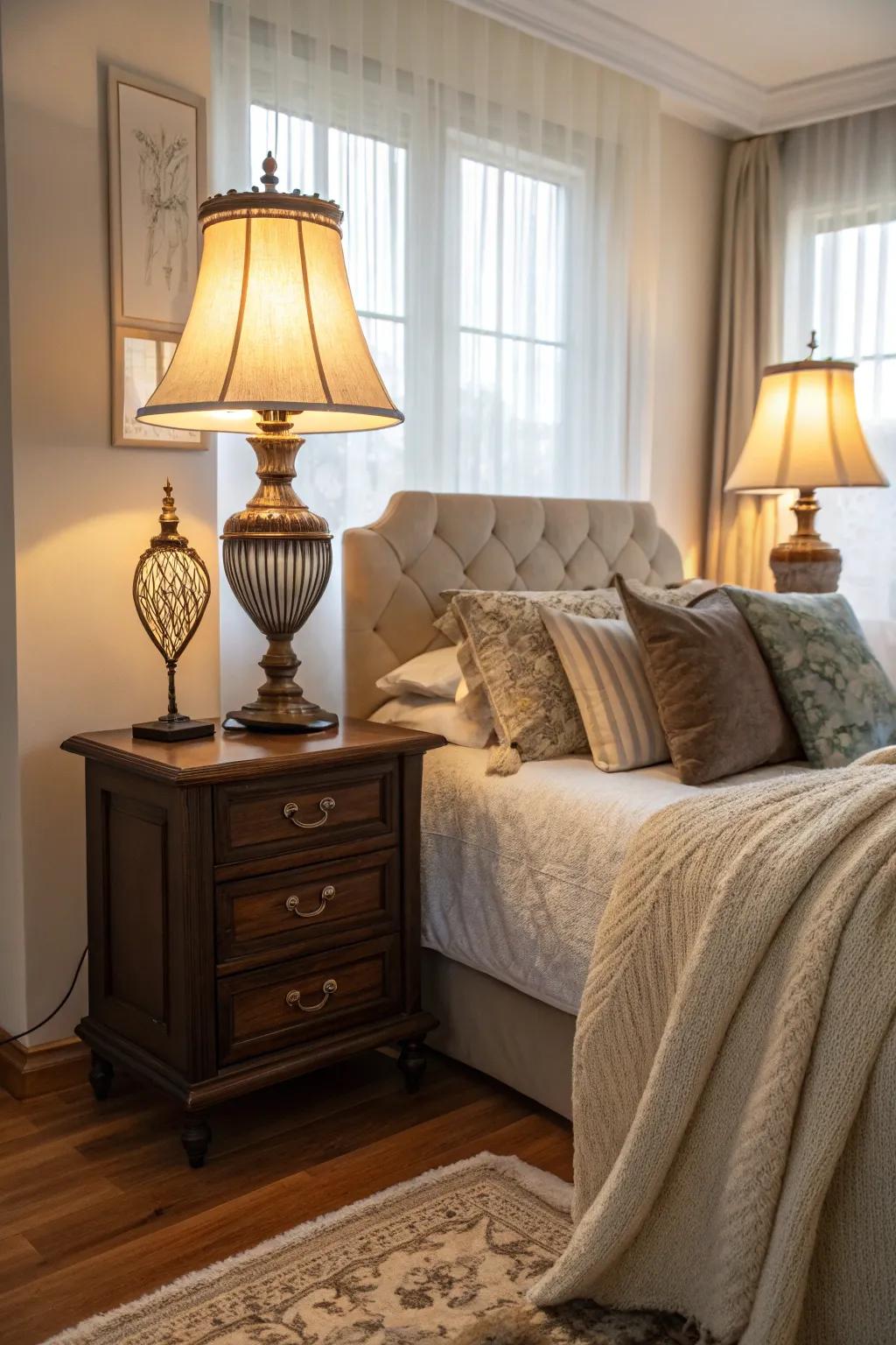 Desk lamps are a reliable option for bedside lighting.