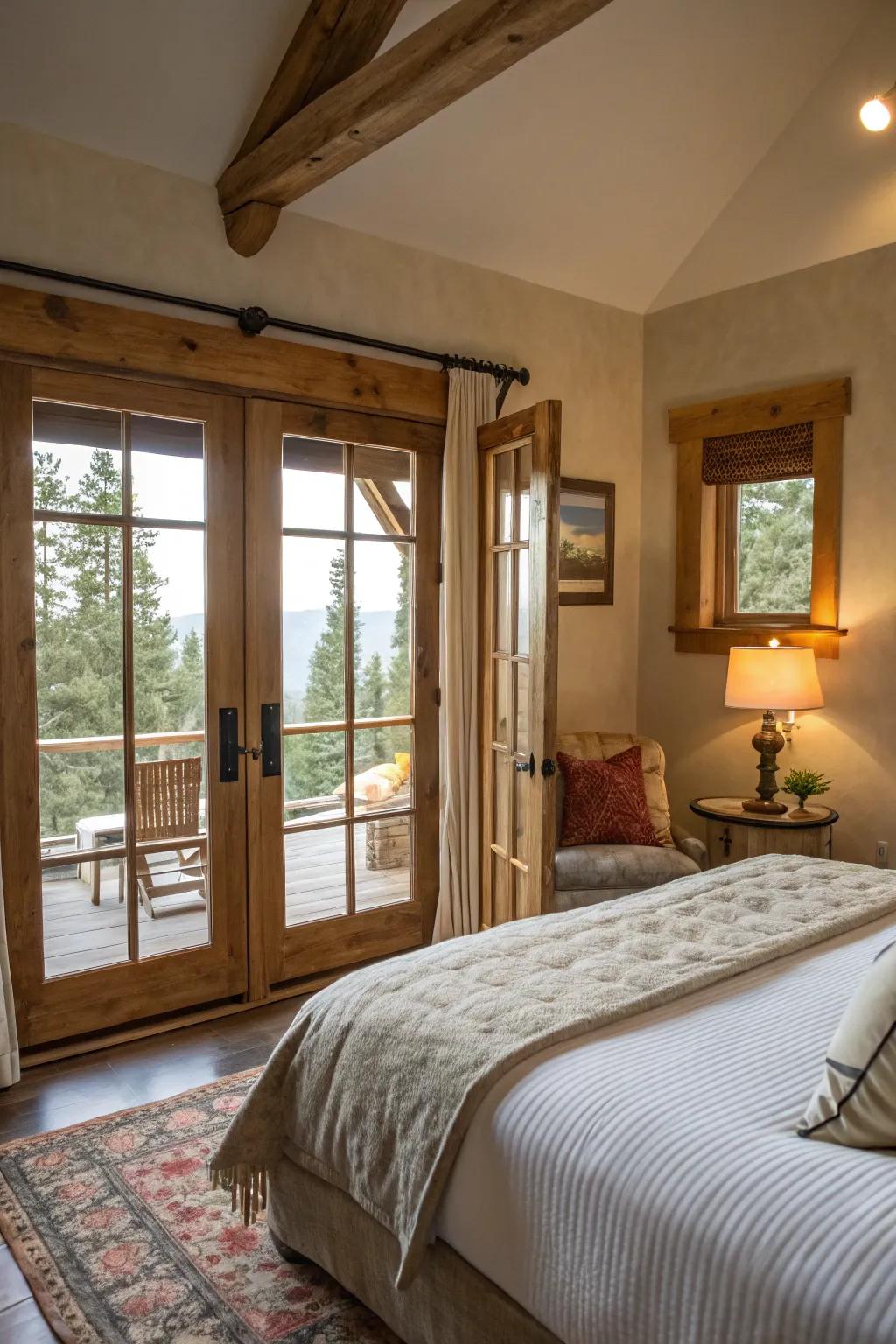 Rustic wood frames infuse the area with warmth and character.
