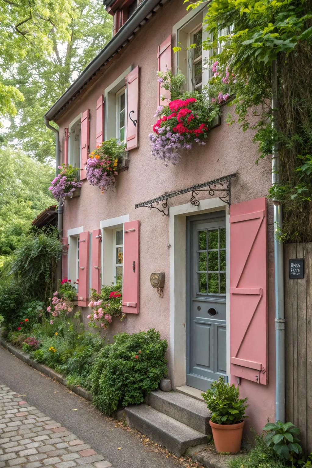 Gentle bloom gives this charming home a whimsical feel.