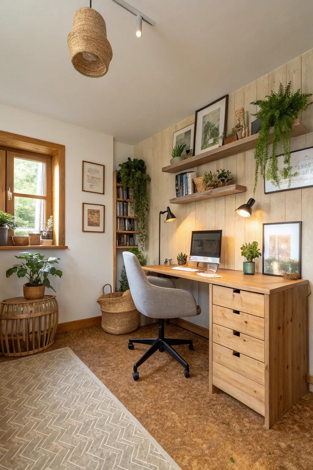 Cork flooring: A sustainable choice that adds natural warmth.