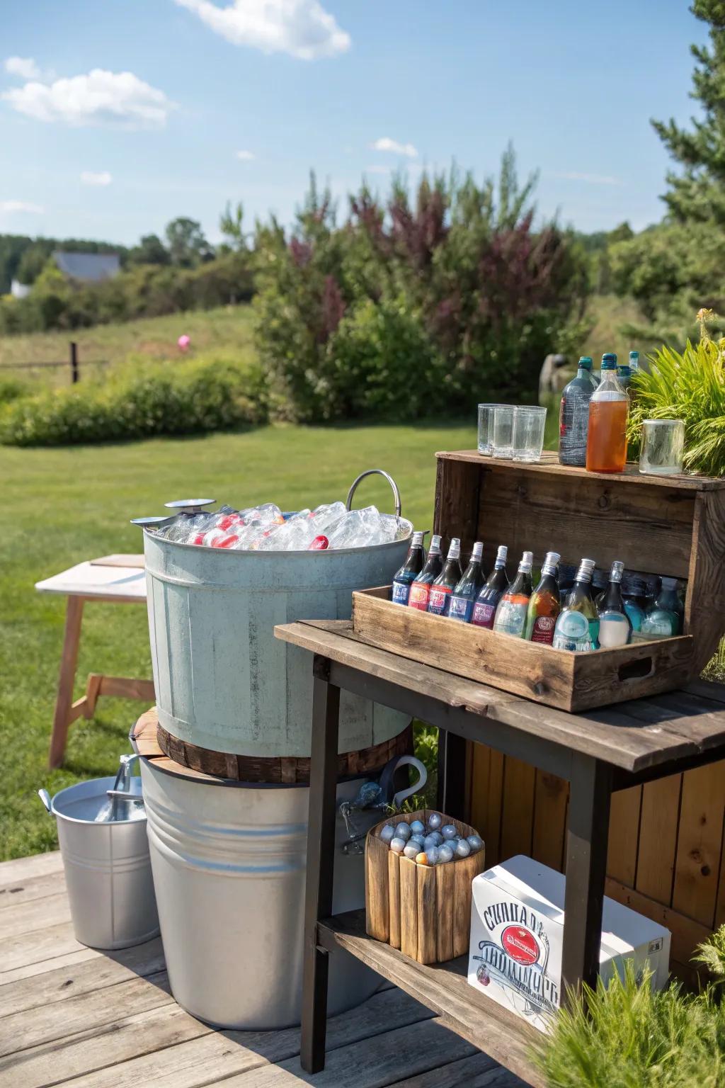 Enjoy summer evenings with an exterior beverage corner.