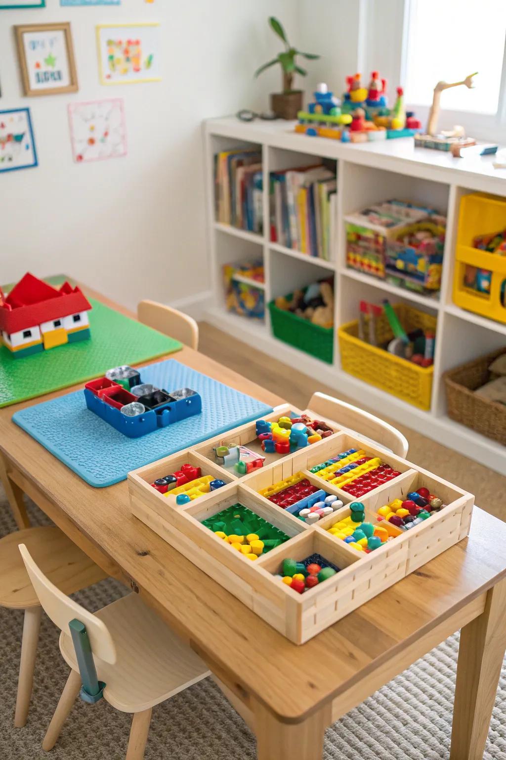 Foster creativity and problem-solving using a dedicated building block area.