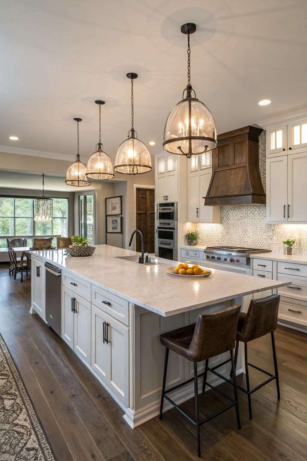 Decorative lighting adds elegance to any kitchen.