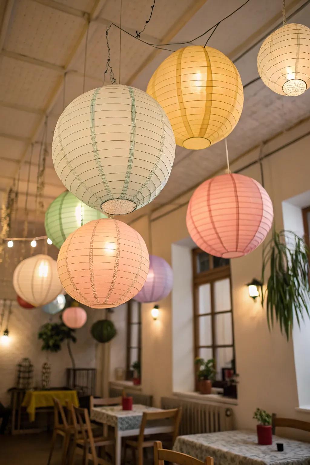 Whimsical lanterns adding playfulness to the decor