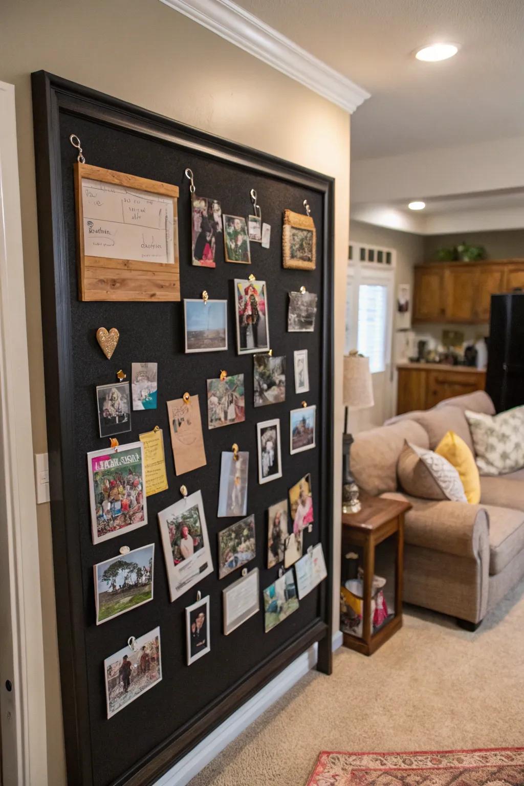 Capture precious family moments using a personalized display board.