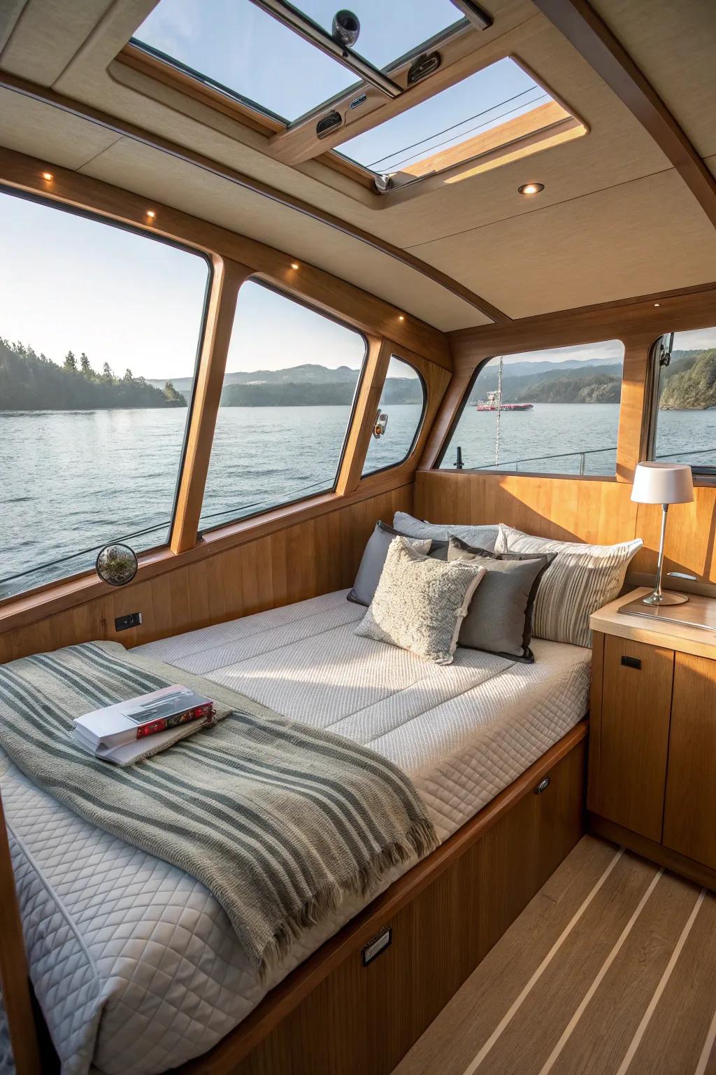 Custom bedding tailored to fit unique vessel interiors perfectly.