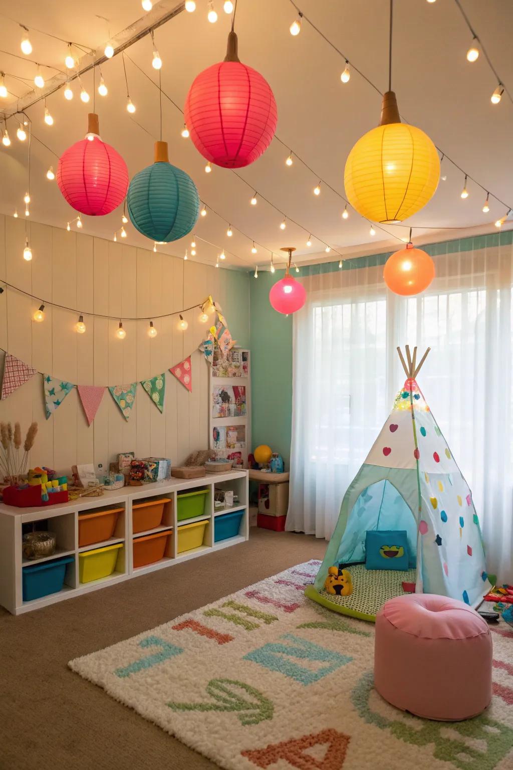 Exclusive lighting incorporating a fantastical element into the playroom.