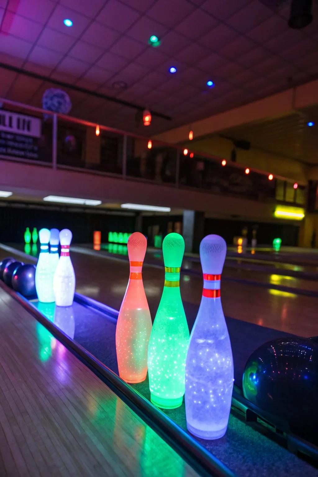 With a glow-in-the-dark twist, bring the bowling alley home.