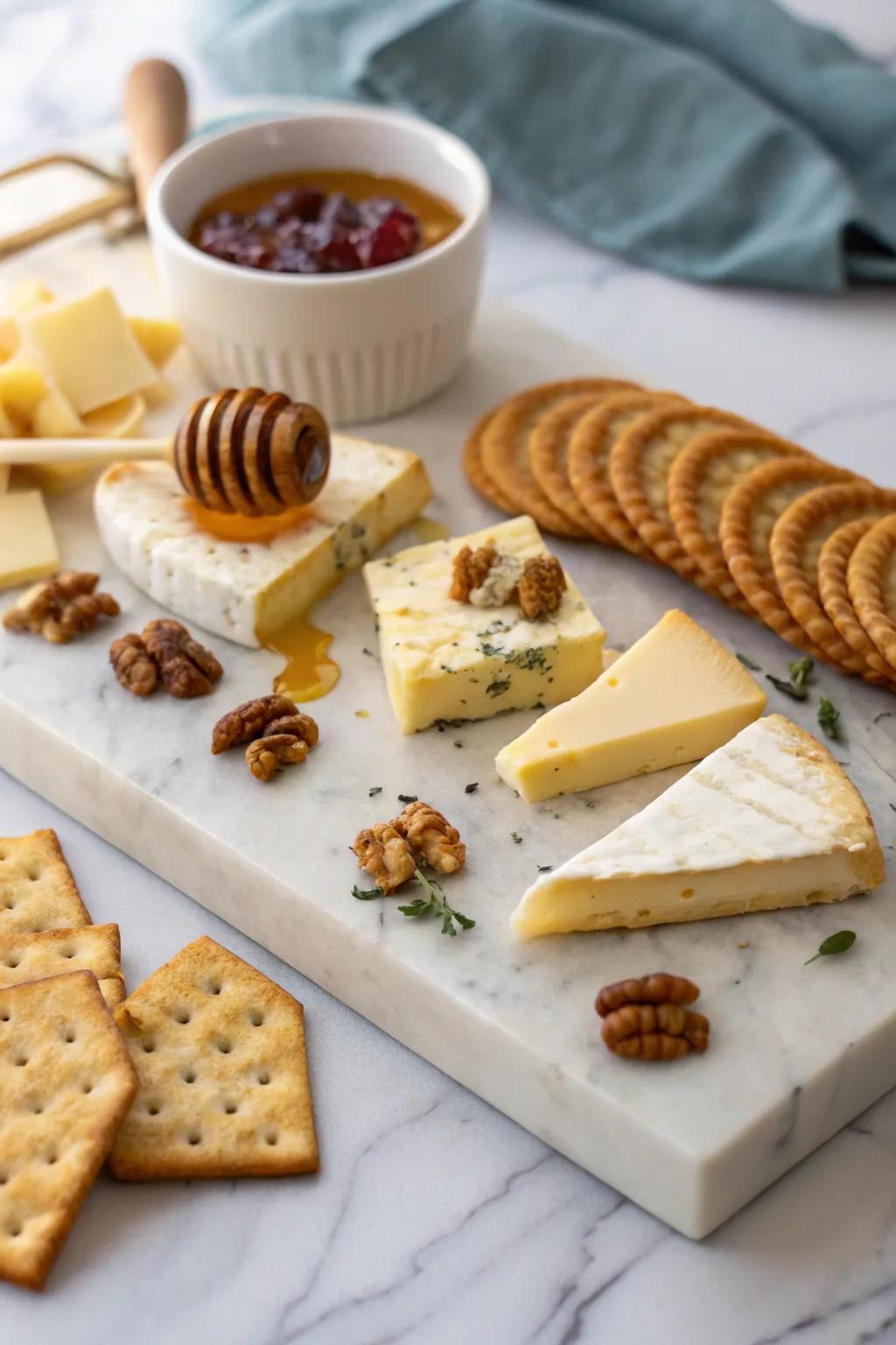 A bee-inspired cheese board for an elegant touch.