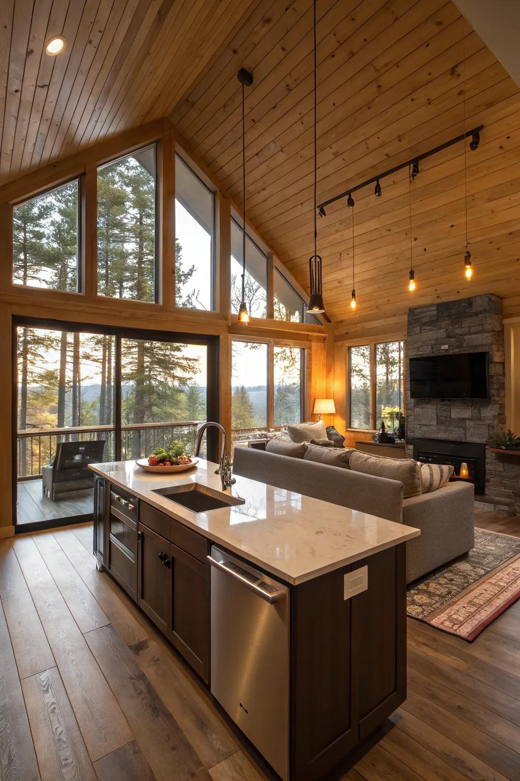 Spacious and airy cabin interior styling
