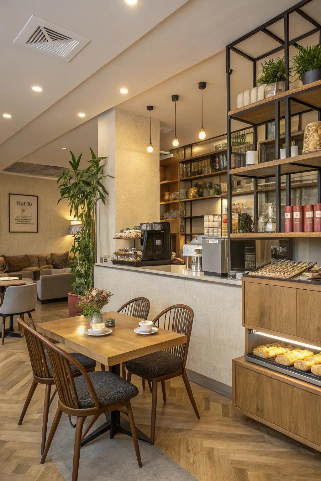 An open layout enhances the roomy feel of your home cafe.