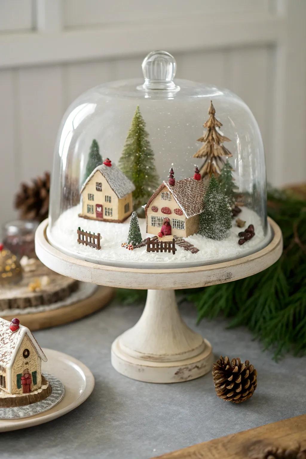 Tell a story with a charming miniature scene under glass.