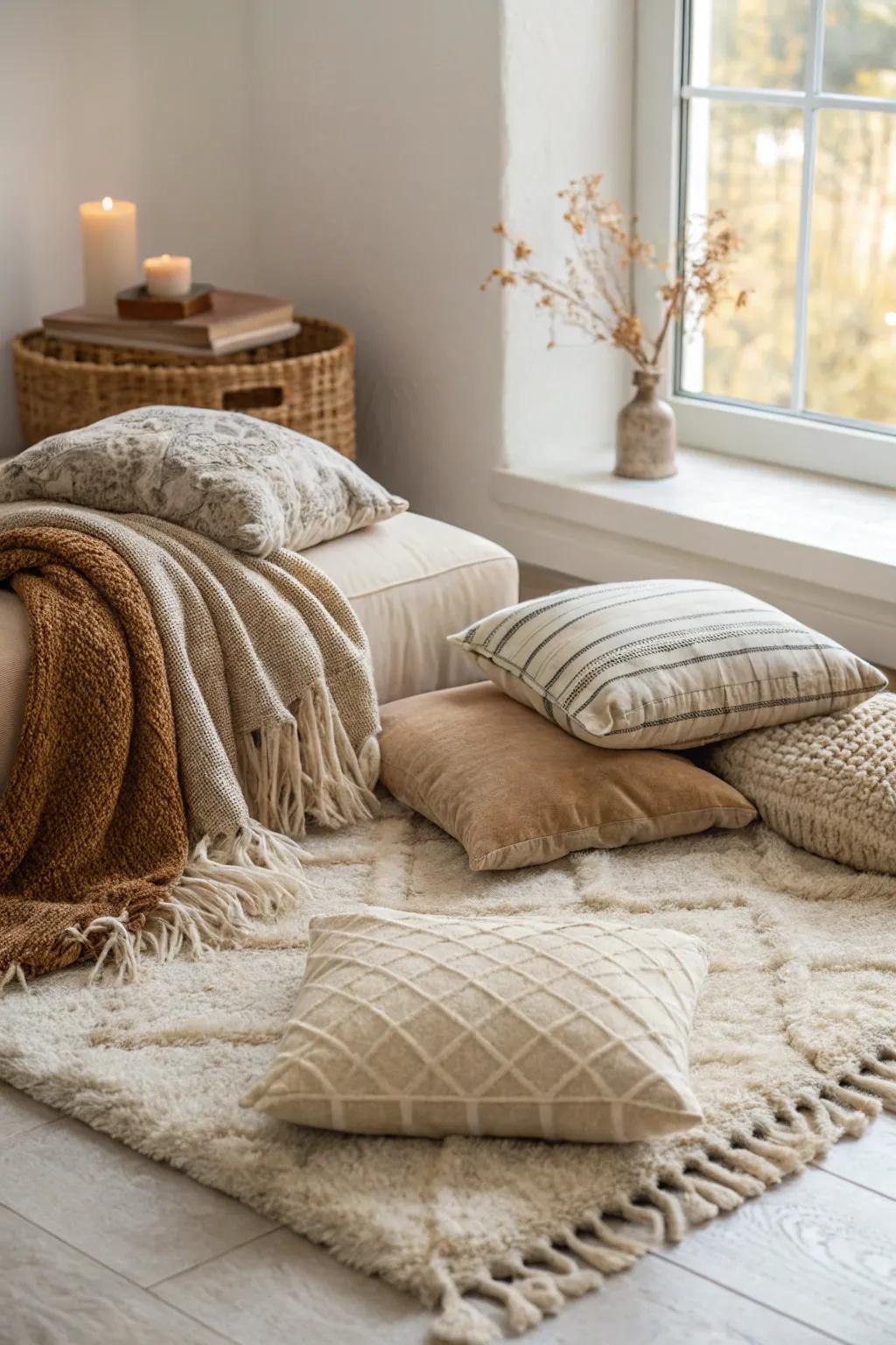 Delight your senses with soft textures in your calming corner.
