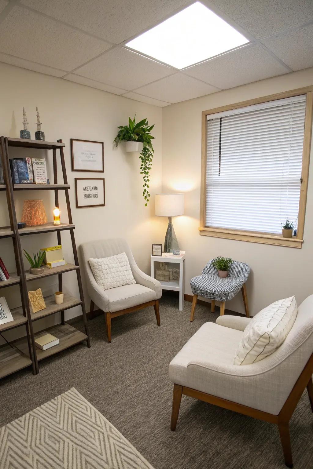 Streamlined furnishings encourage a clutter-free and concentrated space.