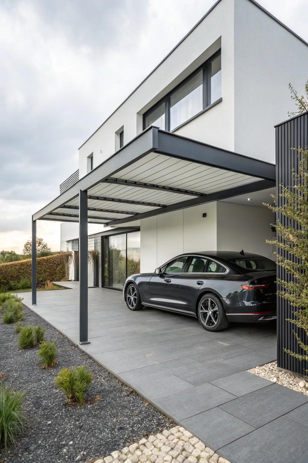 Sleek and simple: a minimalist carport design.