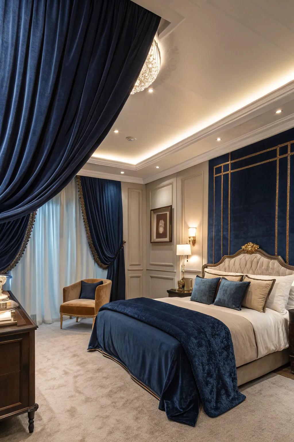 Velvet curtains introducing richness and coziness