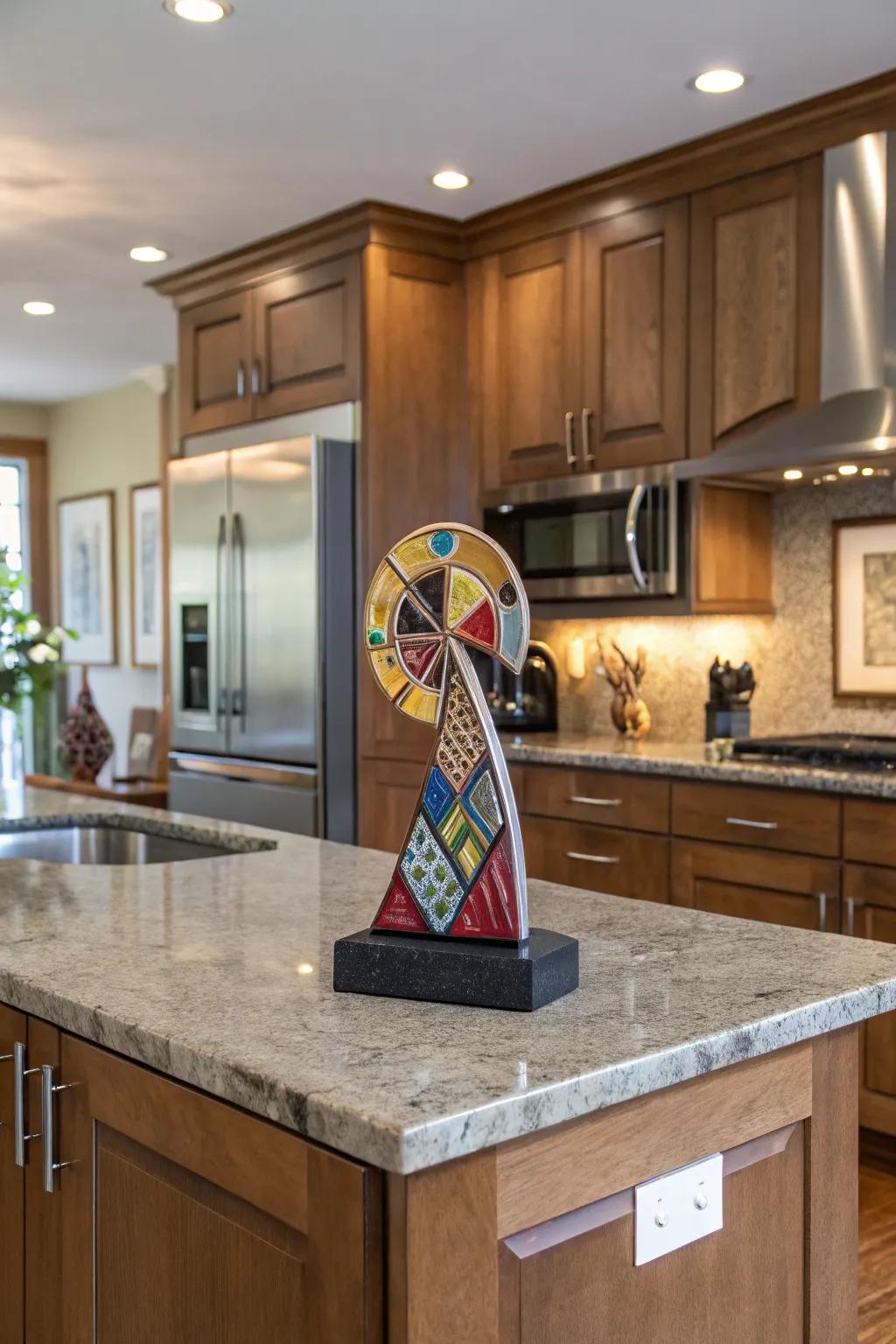 Infuse personality with artistic elements on your kitchen island.