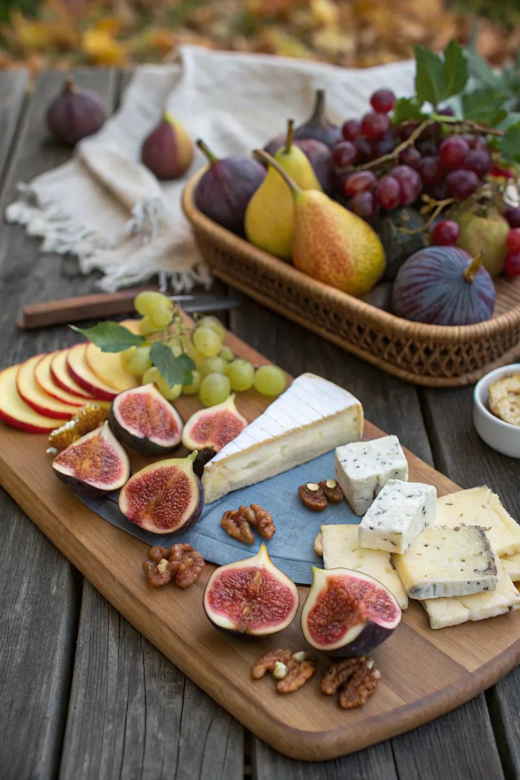 Seasonal fruits enrich this autumn board.