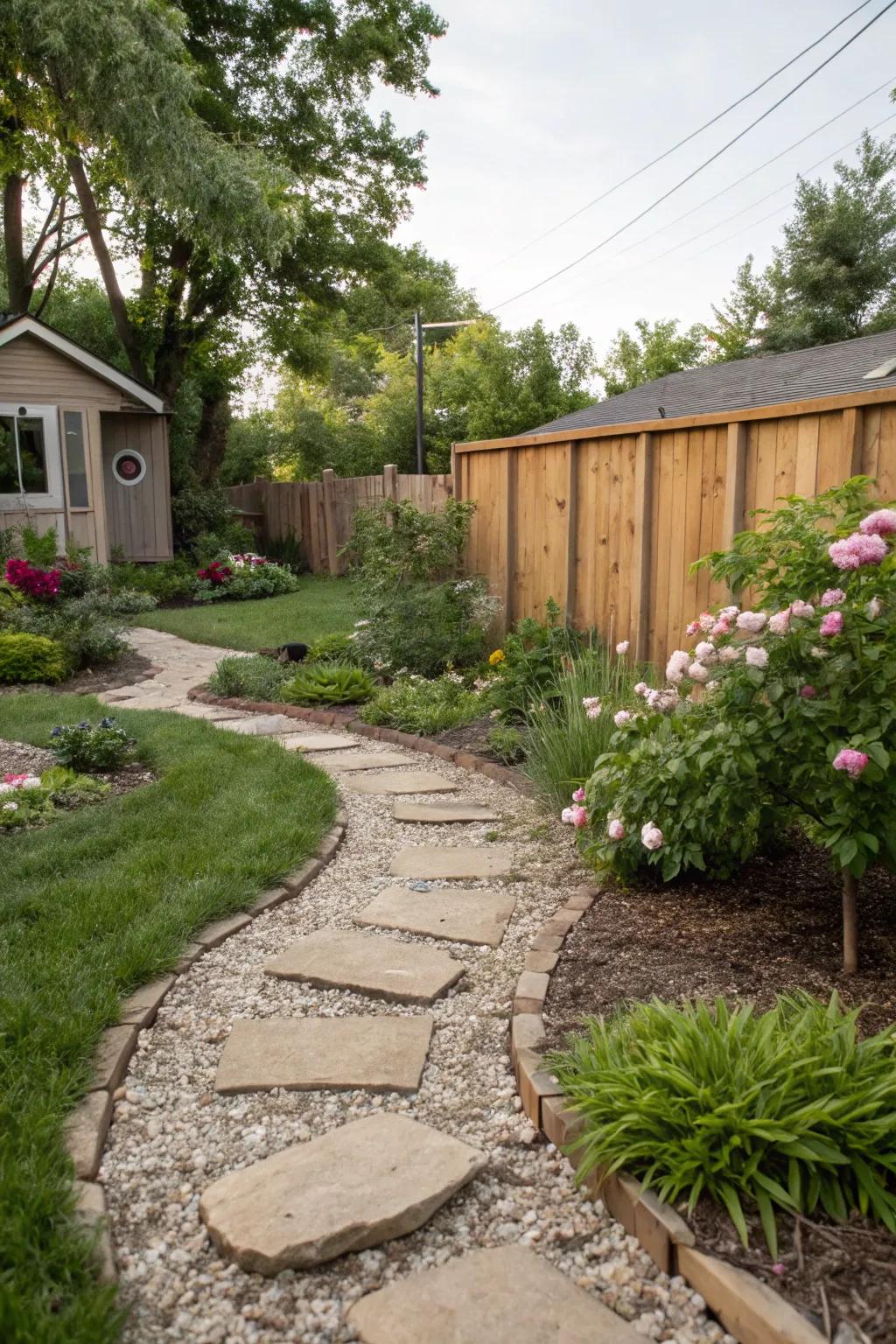 Rustic pathways guide guests and add charm.