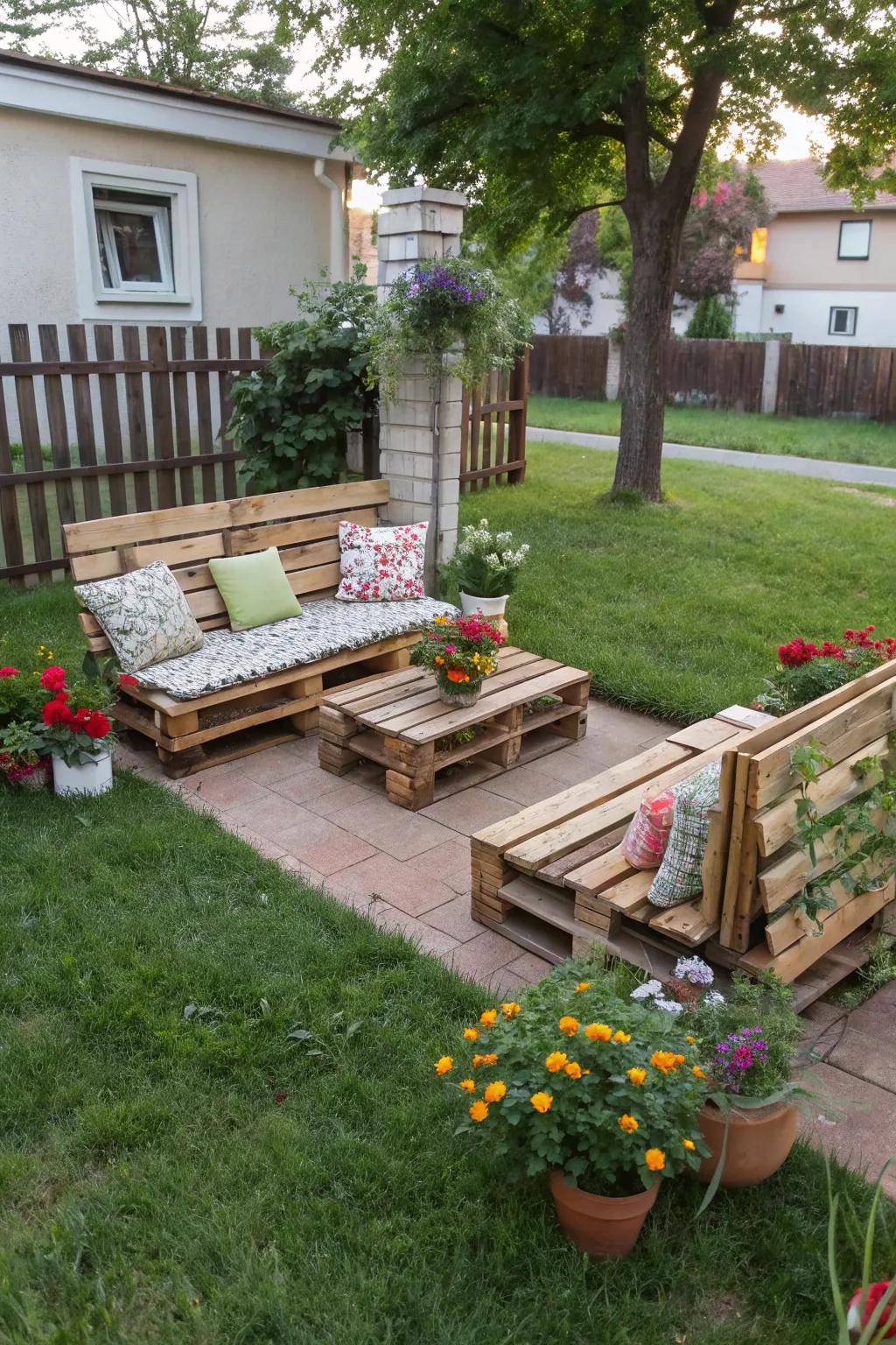 An inviting seating area encourages you to enjoy your outdoor surroundings.