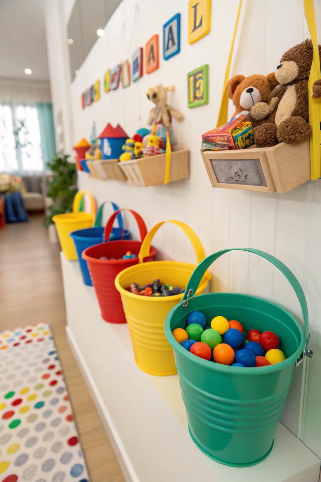 Wall-attached vessels add color and practicality.