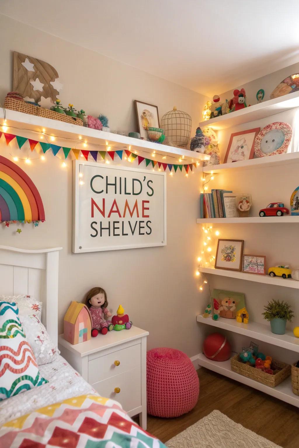 Name shelves add a personal touch to children's rooms.