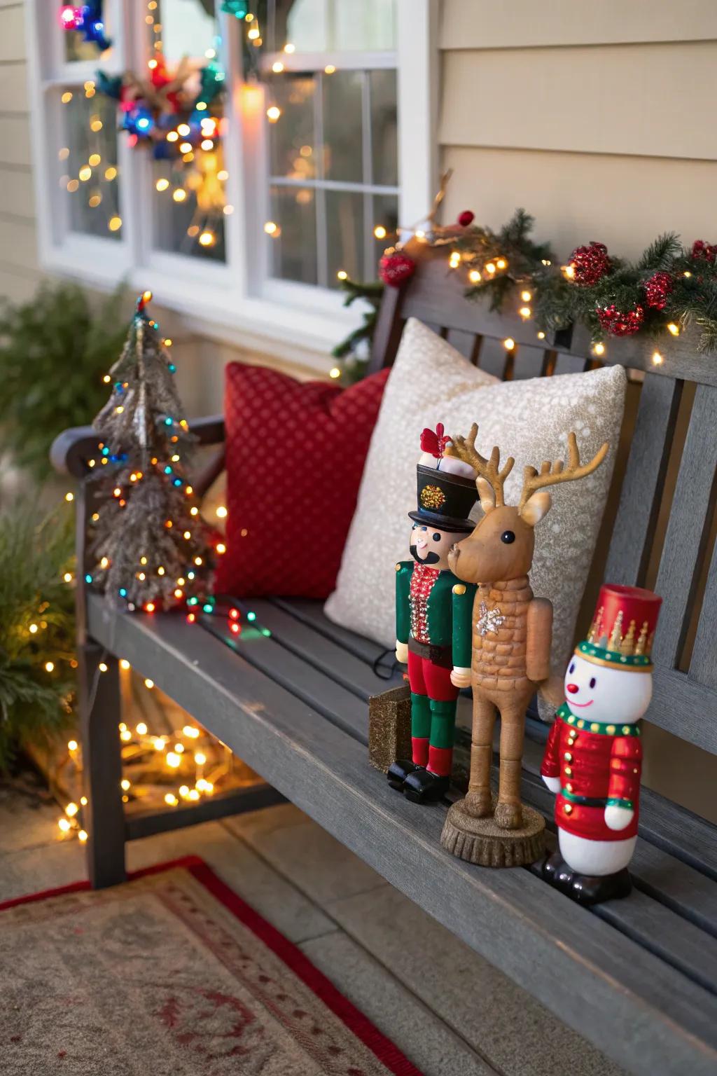 Holiday figures contribute whimsy to your bench setup.