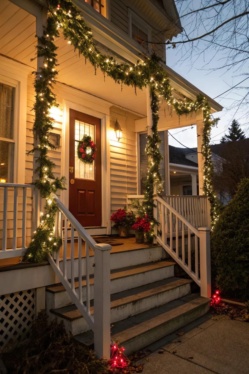 Garlands fashion a grand and festive entrance.