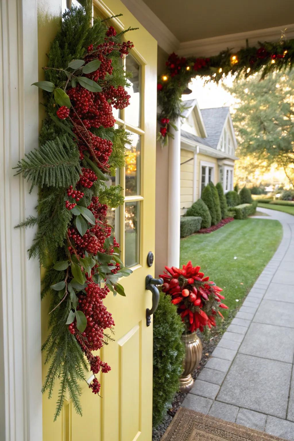 Bright berries give this swag life.