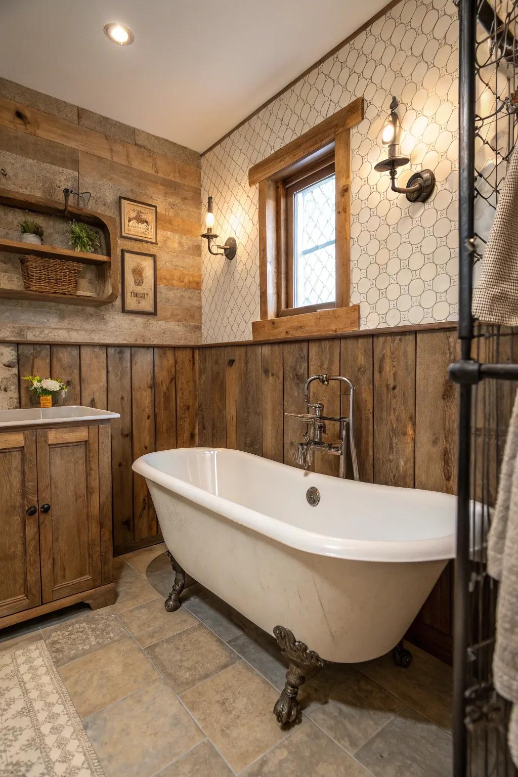A balanced mix of materials that enhances the classic tub.