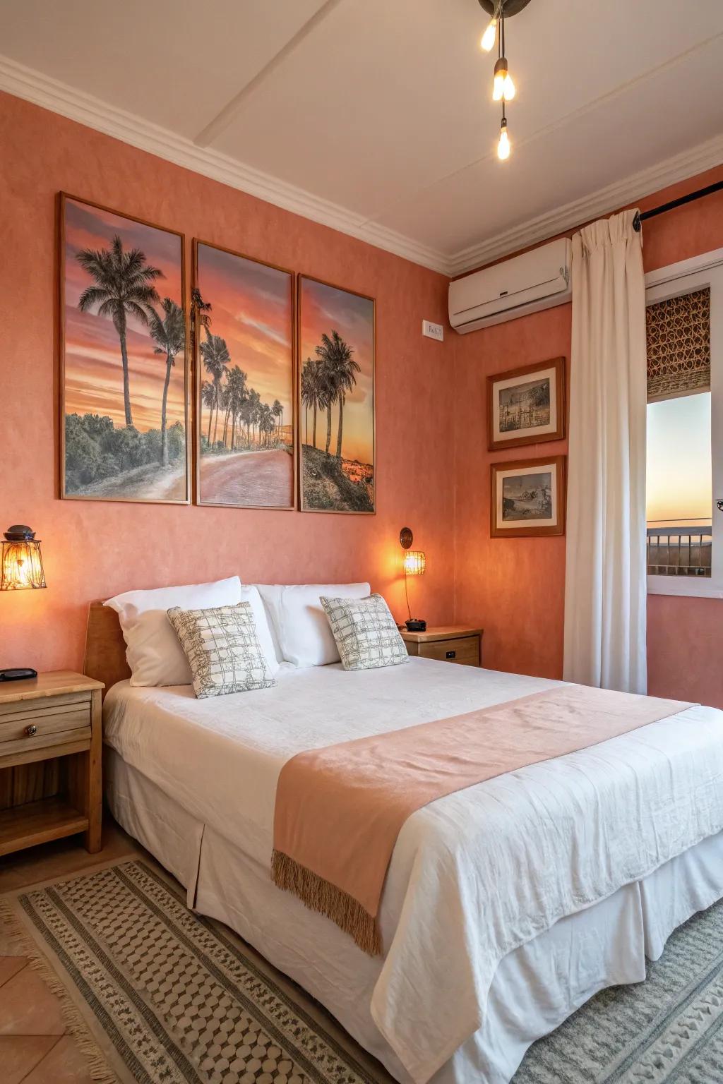 Setting sun blush evokes warmth and romance.