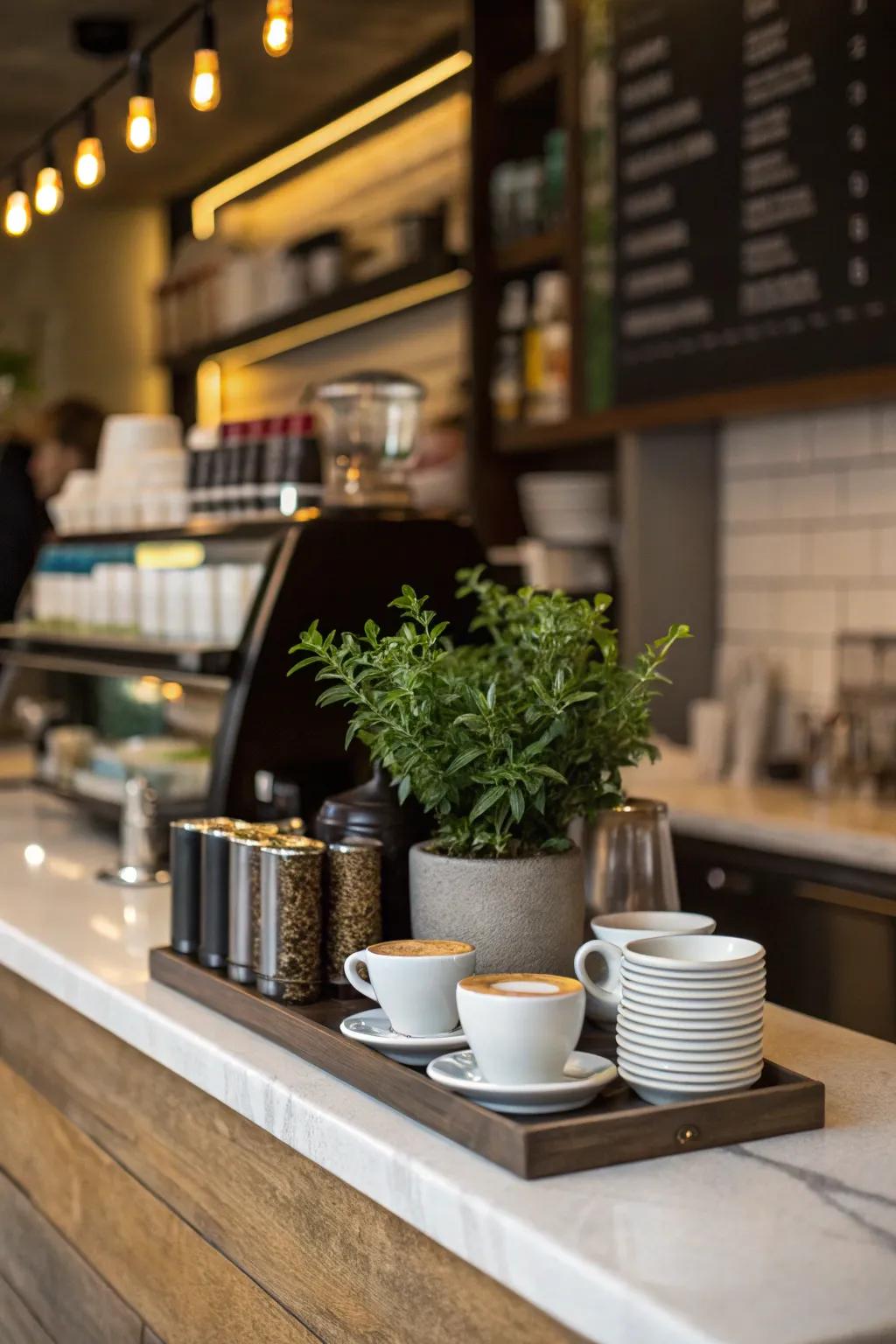 Bring life to your coffee corner with a hint of greenery.