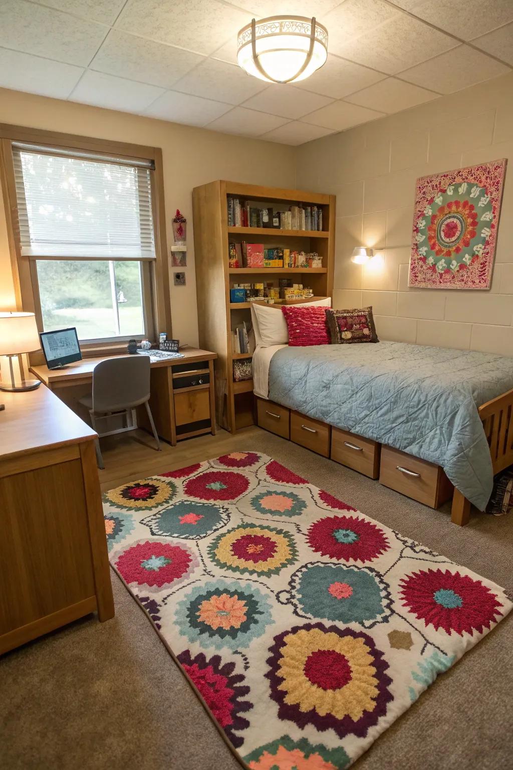 Define your area with a snug rug.