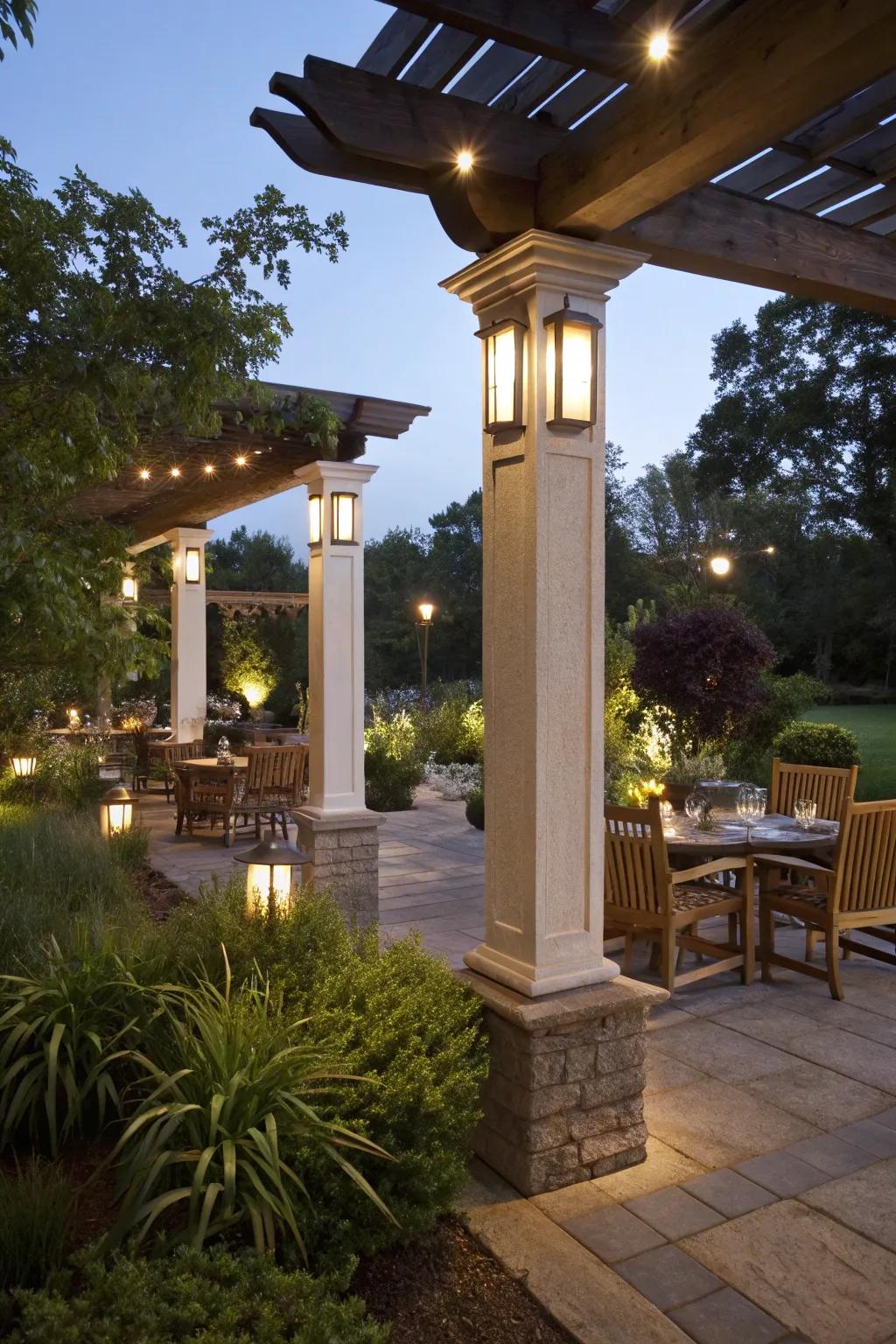 Perfect your patio atmosphere using integrated lighting.