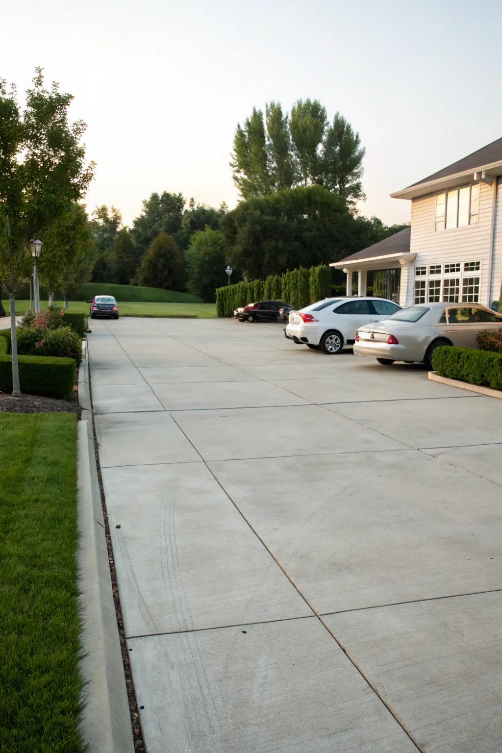 A wide driveway combining practicality with notable curb appeal.