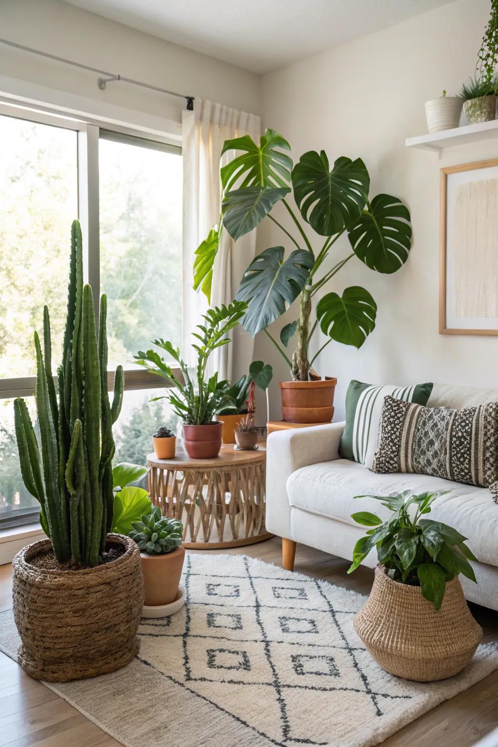 Lush greenery adding vibrancy to a condo living area.