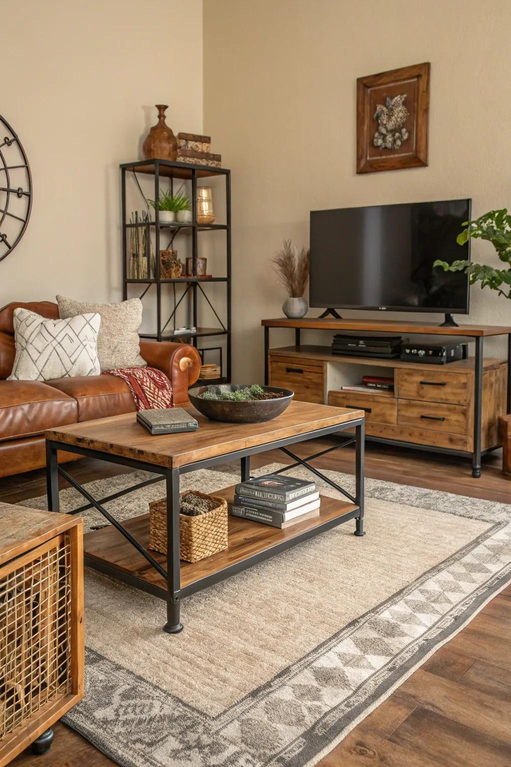 A combination of feels and fabrics adds depth and warmth to this living room.