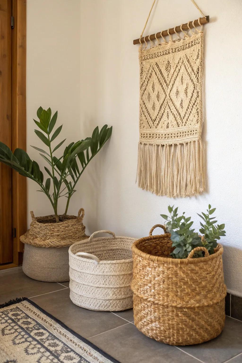 Introduce texture for a cozy and inviting corner.